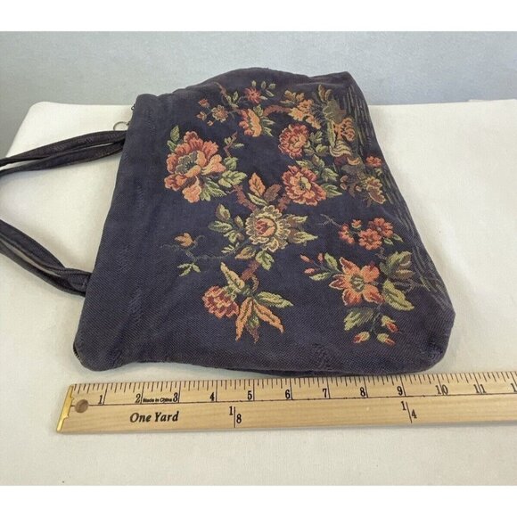 Vintage 50s Tapestry Handbag Floral Design Blue Pink Grannycore Style - Picture 13 of 14